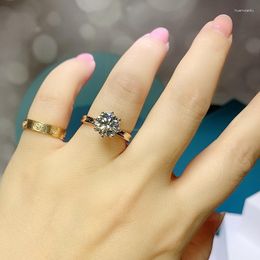 Cluster Rings HOYON 22K Rose Gold Color Jewelry White Diamond Ring For Women Crown Opening Anillos De Bizuteria Natural Gemstone