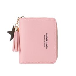 2022 Women Mini Bag Cute Student Tassel Pendant Short Wallet Trend Small Fashion PU Wallet Coin Purse Ladies Card Bag For Lady