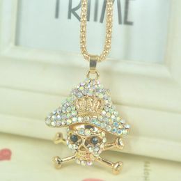 Pendant Necklaces Crown Bead Sweater Necklace Women Jewelry Long Rhinestone Chain Christmars Valentine's Day Gift