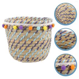 Storage Bags Woven Basket Grocery Organizer Baskets Organizing Shelf Shelves Cattail Grass