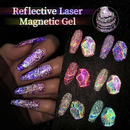 Nail Polish UR SUGAR 75ml Reflective Laser Magnetic Gel Glitter Semipermanent Varnish Soak Off UV Gel for Manicure Holo Nail Design 230706