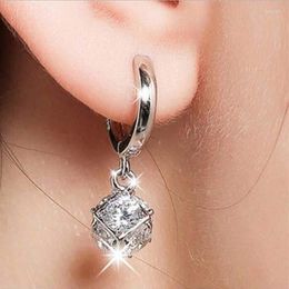 Dangle Earrings 2CT Moissanite Cube Drop For Women Lab Created Diamond 925 Sterling Silver Dainty Fine Jewelry