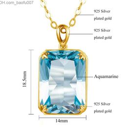 Pendant Necklaces 100% Sterling Silver 925 Necklace Pendant Aquamarine Women's Birthday Party Girl Accessories 2022 New Trends Z230707