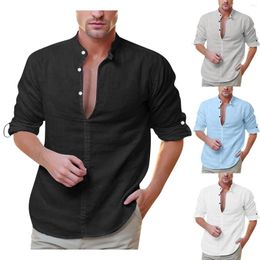 Men's T Shirts Plain Long Sleeve Shirt Men In A Pack Cotton Solid Color Sleeved Standing Collar Mens Large Tall Flag