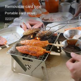 BBQ Grills Outdoor Picnic Portable Folding Stove Camping Equipment Stainless Steel Incinerator Grill Mini Charcoal 2305706