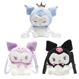 Mochilas de Pelúcia Kawaii Cartoon Anime Crown Kuromi Bolsa de Pelúcia de Brinquedo Bonita e Macia Recheada Bolsa de Mensageiro Bolsa de Ombro Mochila Bolsa de Moedas Presente para Meninas 230705