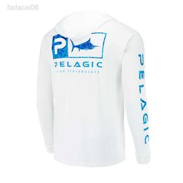 Fishing Accessories Pelagic Gear Fishing Apparel Summer Outdoor Men Long Sleeve T Shirt Fish Shirt Sun Protection Breathable Hooded Angling Clothing HKD230706