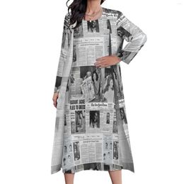 Casual Dresses Spaper Collage Dress Two Piece Jackie Kennedy Aesthetic Boho Beach Long Womens Sexy Maxi Gift