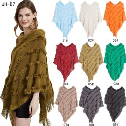 Scarves Chic Knitted Elegant Women Scarf Solid Pullover Wrap Shawl Tassel Lady Chales Femme Hairy Ponchos Capas Mujer Party