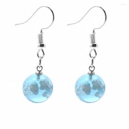 Dangle Earrings Handmade Creative Resin Blue Sky White Cloud Transparent Round Bohemian Women's Funny Jewelry