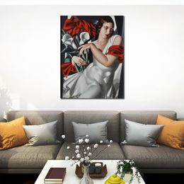 Portrait of Woman Canvas Art Portrait of Ira P Tamara De Lempicka Painting Hand Painted Modern Hotel Wall Decor