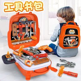 Tools Workshop Pretend Play Toy Engineer Drill Screw Simulated House Children Toolbox Repair Tool Set Bags for Boys 230705