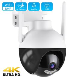 IP Cameras 4K 8MP WiFi PTZ Camera 4MP Ai Human Detection Video Surveillance Outdoor Colour IR Night Vision Cloud CCTV Home Security Camera 230706