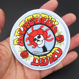 New Size 9 9cm Grateful Dead Skull Patch Badge Iron on Embroidered Stickers for Jacket Jeans Backpack Patches1848