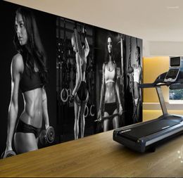 Wallpapers CJSIR Gym Sexy Beauty Black And White Po Wall Background Custom Large Mural Green Wallpaper Papel De Parede Decoration