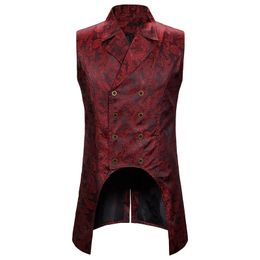 Men's Vests Long Vest Gothic Punk Victoria Blazer Suits Paisley Print Sleeveless Coat Lapel Collar Double Breasted Outfit Costume 230705