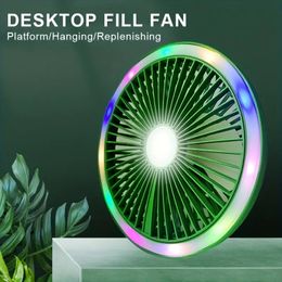 1pc Fan With LED Energy-saving Small Night Light, 3 Gears Wind Speed Can Be Portable Camping Desktop Office Kitchen Cooking