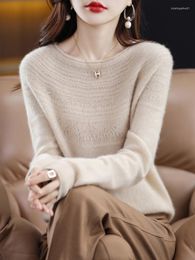 Women's Sweaters Slash Neck Classics Hollow Out Cashmere Merino Wool Seamless Casual Loose Fit Sweater Pullover Clothing