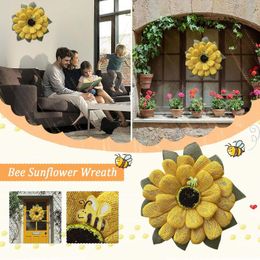 Decorative Flowers Simulation Leaf Bee SunflowerWreath Artificial Garland Hanging Pendants Wedding Patriotic