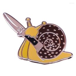 Brooches Funny Snail With A Knife Metal Enamel Badge Brooch Pin Accessories