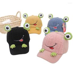 Ball Caps Doit 2023 Winter Hats Snapback Cap Boys Girls Baseball Corduroy Cartoon Frog Kids Children Fashion Earflap Hat