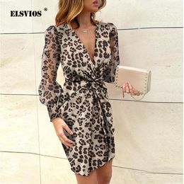 Casual Dresses 2023 Summer Arrivals Fashion Elegant High Waist Basic Printed Mesh Sleeve Deep V Twisted Midi Dress Sexy Women's