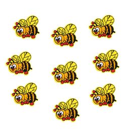 10 pcs cute bee patches insect badges for clothing iron embroidered patch applique iron on patches sewing accessories for clothes295d