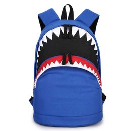 Backpack Travel Student Backpack College Style Large Mouth Shark Canvas Backpack 230615