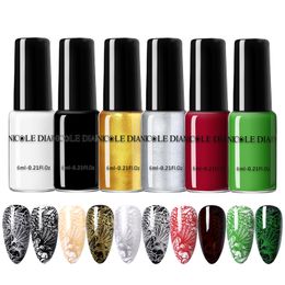 Nail Gel NICOLE DIARY Stamping Nail Polish Black White Gold Silver Nail Art Printing Varnish DIY Design for Stamping Plate Nails Lacquers 230706