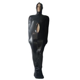 Black Shiny Metallic Unisex Mummy Costumes Body Sleeping Bag Sexy Catsuit front 4-ways zipper with ass zipper Halloween Cosplay