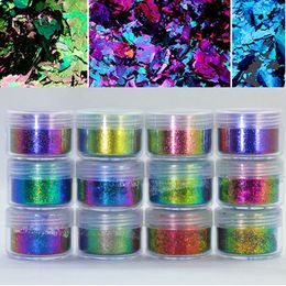 Nail Glitter 1 Jar AURORA Chrome EyeshadowNail Art Flakes Multi Chrome Chameleon Peacock Galaxy Chrome Flakes Nail Art Mirror Powder Pigment 230705