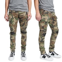 Cargo Camouflage Jeans Men Big Size 40 Guy Destroyed Wash Vintage Denim Pants Men's2511