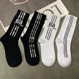 2023 Spring and Summer New European Goods Women's Sock Western Style Handmade Sequins Tube Sock Three Bars Letters Printing Mesh Red Tide Socks for Women