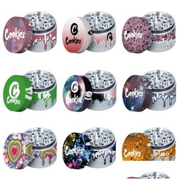 Smoking Pipes Pattern Aluminum Alloy Four-Layer Smoke Dia 50Mm Herb Grinder Pipe Accessories Customized Logo Colorf Grinders Factory Dhobd