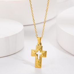 Chains Vintage Cross Necklaces For Women Men Christian Jewellry Stainless Steel Crucifix Pendants Jesus Faith Accessories Bff