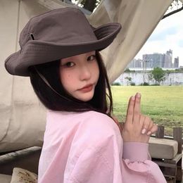 Berets Fashion Women Bucket Hats Cowboy Hat Soft Roll-up Wide Brim Cowgirl Sun Visor For Fisherman Cap Outdoor Camping