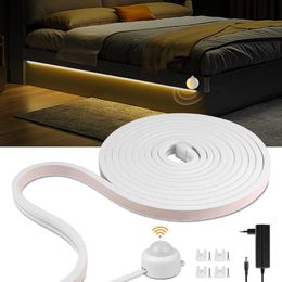 Sign PIR Motion Sensor COB LED Strip Neon Lights 320LEDS/M Waterproof Led Tape Night Light Room Wall Backlight Lighting HKD230706