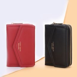 Medium Long Women Wallet Zip Coin Purse Baellerry Carteras Leather Wallets Female Card Holder Purses for Womans Black Yellow Red