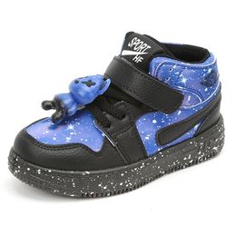 Sneakers Kruleepo Baby Kids High Top Casual Shoes Children Boys Girls 3D Bear Fashion Street Shoes Outdoor Sports Games Non Slip Sneakers 230705