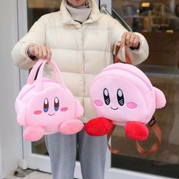 Plush Backpacks Kawaii Kirby Hand Bag Cartoon Cute Girl Shopping Handbag Wild Miscellaneous Cosmetics Plush Bag Plush Doll Student Backpack 230705