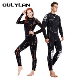 Swim Wear OULYAN m Wetsuit Neoprene Black for Men Women Long Sleeve Diving Suit Onepiece Couple Surfing Snorkelling 230706