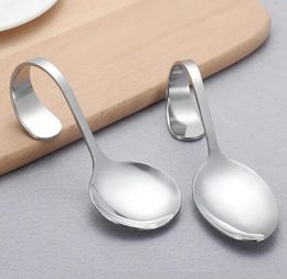 Hotel And Restaurant Use Stainless Steel Canape Serving Spoon Shiny Polish Sea Food With Bendy Handle 0523
