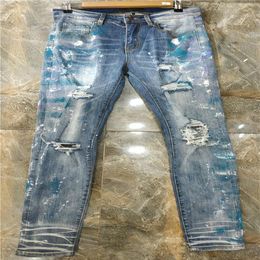 high grade recycled new style luxury summer fashion mens slim leg jeans stretch fabric slim water simple generous casual style siz334Y