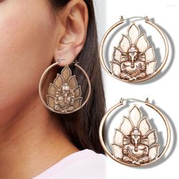 Dangle Earrings Ganesha Vintage Drop Etched Elephant OM Hindu Lotus Hoop Retro Buddhism Yoga Oorbellen Orecchini Jewellery Woman