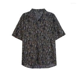 Men's Casual Shirts Collar Vintage Short Sleeved Floral Shirt Male Couple Loose Beach Ropa Clothing For Men