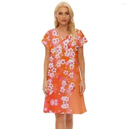 Party Dresses Women Floral Printed Fashion Summer Loose Beach Dress A-Line Ladies Casual Elegant V-Neck Tank