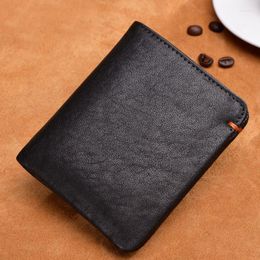 Wallets Top Layer Cowhide Walet Soft Genuine Leather Wallet Mens Holder Luxury Moneybag Black Stylish Simple For Men