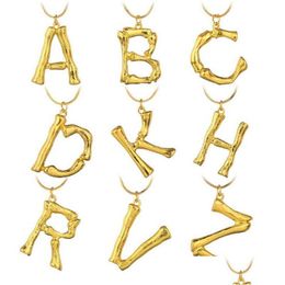 Pendant Necklaces New Personalised Initial Letter Necklace Women 26 Alphabet Gold Snake Chain For Ladies S Fashion Jewellery Gift Drop Dh0Wu