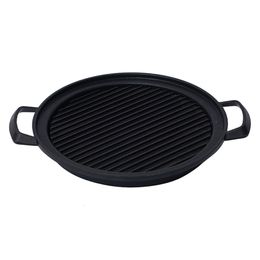 BBQ Grills Grill Pan Steak Barbecue Rack Iron Cooking Cast Roasting Meat Grilled Nonstick Plate Bbq Korean Master Holder Stovetopstovepans 2305706