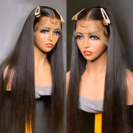 Bone Straight 150% 13x6 Lace Front Human Hair Wigs 26Inch Closure PrePlucked Frontal For Women